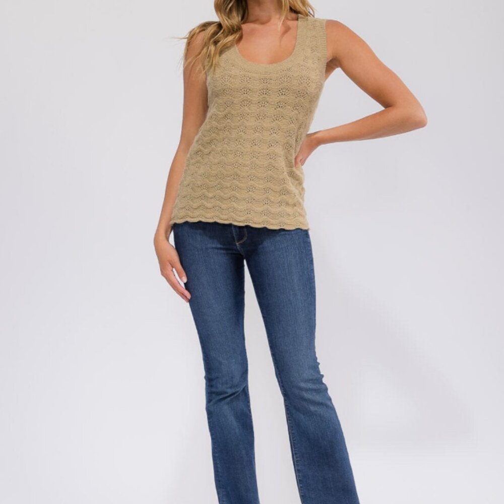 NWT Hem & Thread Neutral Crochet Tank Top